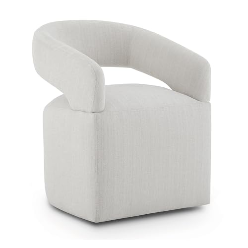 Image of KISLOT Upholstered Dining Chairs with Casters Modern Barrel Side Armchair with Rollers for Diningroom Bedroom Livingroom Reading Room,Milk,1PCS