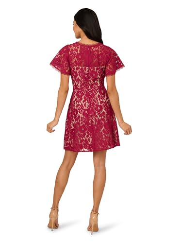 Adrianna Papell Women's Lace Flounce Short Dress2