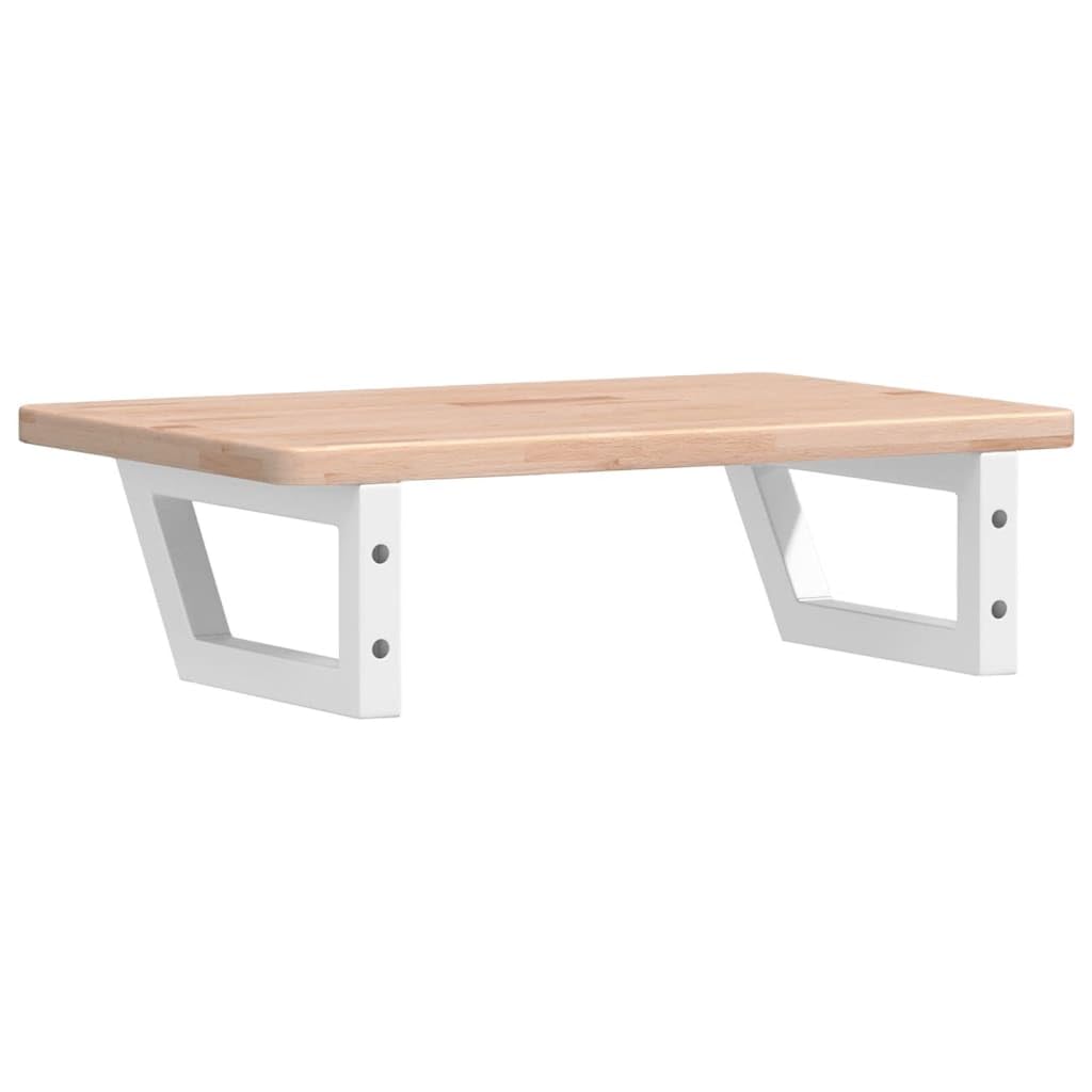 Piano per lavabo, 60 x 40 cm, in legno massello di rovere con | Effetto fluttuante per il tuo bagno: consolle salvaspazio in legno di quercia con portasciugamani in acciaio bianco integrato
