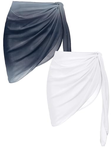 Image of Ekouaer 2 Pieces Women Beach Sarongs Sheer Cover Ups Chiffon Bikini Wrap Skirt for Swimwear S-XXL