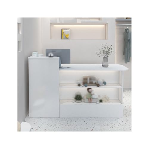 Genérico Mostrador de recepción, mostrador de Venta minorista, Caja, cajero, Mesa de taquilla con cajones y Cable, mostrador de recepción para mobiliario de Oficina, Expositor Multicapa, Vitrina de c
