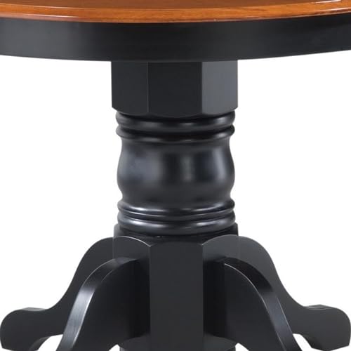Home-Styles-Black-Oak-42-inch-Round-Pedestal-Dining-Table-with-Hardwood-Solids-Construction-a-Oak-Top-and-Cabriole-Legs Home Styles Black Oak 42 inch Round Pedestal Dining Table with Hardwood Solids Construction a Oak Top and Cabriole Legs