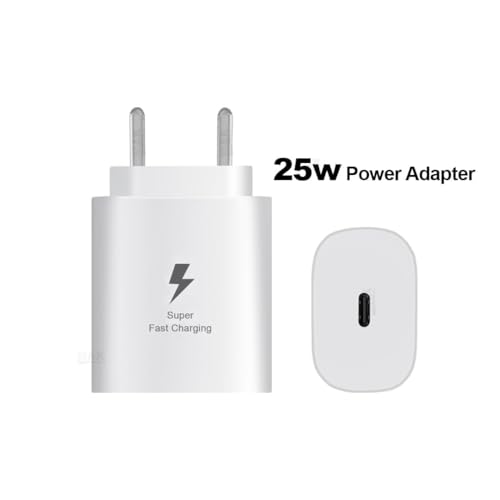 Image of Essri Original 25W Type-C Superfast Adapter Compatible For Samsung M54 5G / M53 5G / M33 5G / M23 / M62 / M52 / M32 / M22 / M51 / M31S / A34 5G / A54 5G / A13 (White) With 6 Months Warranty