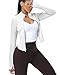 AVGO Women's Cropped Running Workout Jackets Zip Slim Fit Athletic Tops with Thumb Holes(White, S)