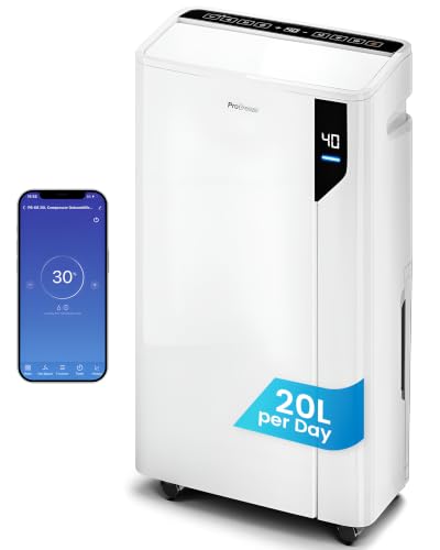 Pro Breeze® Deumidificatore Intelligente 20L/Die con Wi-Fi Sensore di Umidità Filtro a Carboni...
