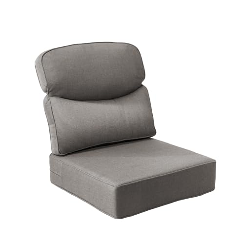 Image of Luxury 6-Inch Outdoor Chair Cushions - 24 inch* 24 inch Patio Furniture Cushions with Dual Layer Back Support & Removable Cover, 28D High Density Sponge Patio Cushion for Outdoor Furniture Couch Grey