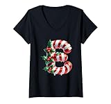 Photo Gallery donna christmas cheer candy cane e lettera maglietta con collo a v Photo Gallery donna christmas cheer candy cane e lettera maglietta con collo a v