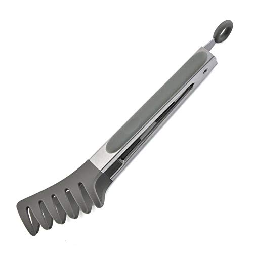 Pinze da cucina, Pinza da Cuoco in Acciaio Inox Punta in Silicone Multicolor 25,5x3,5cm(Grey)
