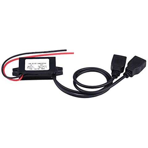 Suuonee USB Charger Adapter, 3A DC 12V to DC 5V Dual USB Charger Adapter Converter Module for Car Motorcycle Phone Charge Cover