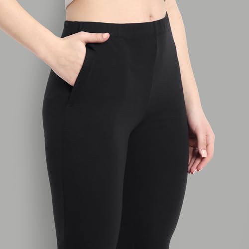 Image of ONE SKY Women Full Length Leggings | Cotton Modal Spandex Blend | High Waist Stretchable & Bio-Washed Fabric | Colour-Lock Technology | Comfortable Leggings for Women