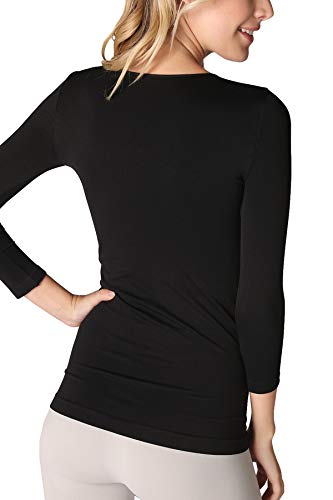 NIKIBIKI Women Seamless 3/4 Sleeve Crew Neck Top, Made in U.S.A, One Size3