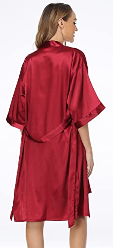 Women's Satin Robes Set with Nightgown Silk Kimono Pajamas 2 Piece Sleepwear Camisole Wedding Bride Gown Set4
