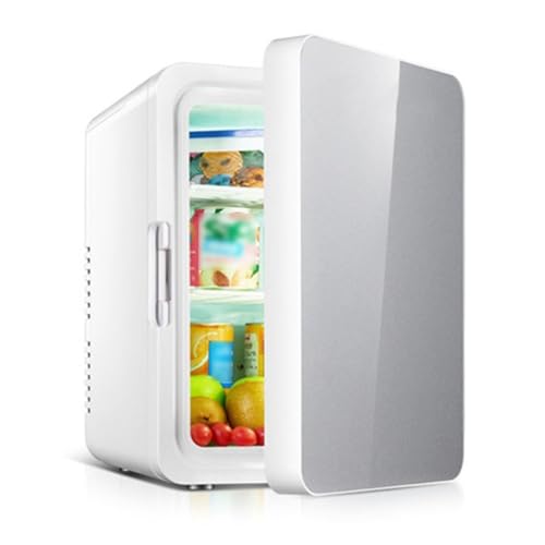 12L Mini Nevera para Dormitorio Pequeño Refrigerador Enfriador Y Más Cálido Reefer Portátil Coolbox Eléctrico Compatibilidad De Potencia AC DC para Skincuidado, Cosméticos, Hogar Y Viajes(Silver)