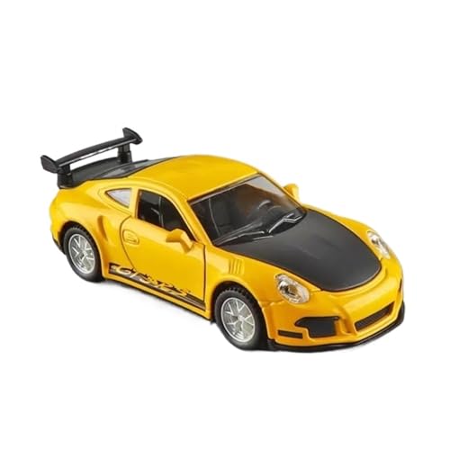 Coche de aleación escala 1/64 amarillo con caja protectora antipolvo para colecciones seguras