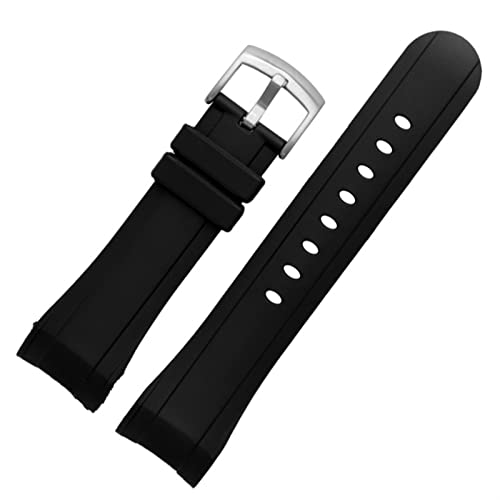 Bracelet montre 24mm caoutchouc fluoré bleu extrémité incurvée
