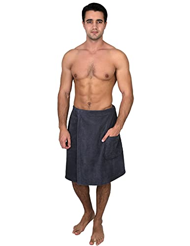 Image of TowelSelections Mens Shower Wrap Adjustable Cotton Terry Bath Gym Cover Up with Snaps Large-XX-Large Castlerock