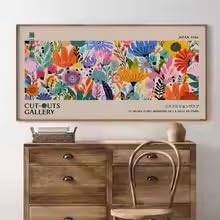 ZHUOYA Botanical Wildflower Wall Art Poster - Panoramic Minimalist Boho Decor for Living Room | Modern Farmhouse Floral Prints(65x130cm/Frameless)