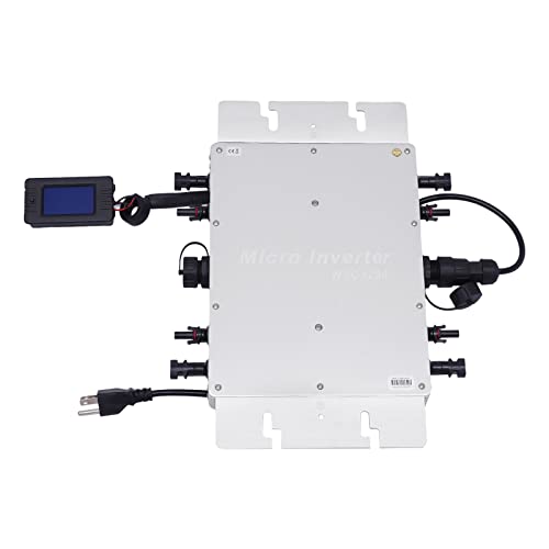 Solar Micro Grid Tie Inverter, 1200W MPPT Grid Tie Pure Sine Wave DC to AC, IP65 Waterproof for Home Use with LCD Display, Solar Grid Tie Micro Inverter Solar & Wind Power Inverter