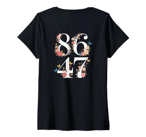 Womens 8647 On Back Of T Shirt V-Neck T-Shirt