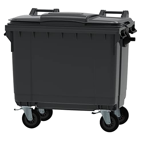 ESE France Conteneur Poubelle à déchets 4 roues - 660L - Robuste et Professionnel - 100% Recyclé - Gris - Fabriqué en France
