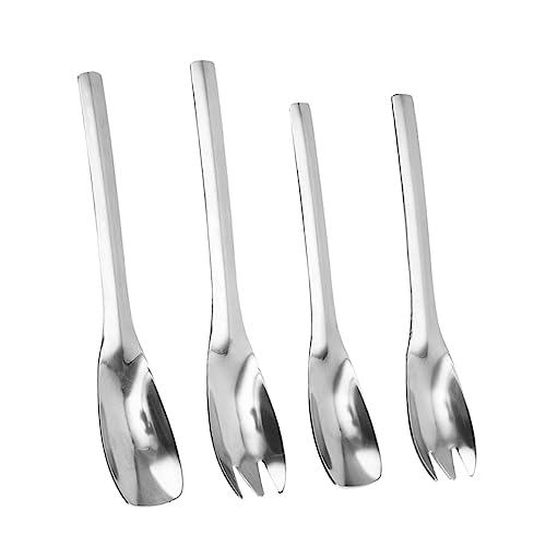 OUNONA 1 Set Stainless Steel Cutlery Salad Forks Serving Spoons for Restaurants Homes Parties Comfortable Design Reusable