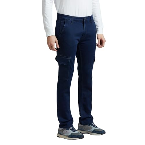 Image of Pepe Jeans Men's Cargo Jeans for Men | Mid Rise | Straight Fit | Stretchable Fabric | Utility Pants with 7 Pockets | Cotton Cargo Pants
