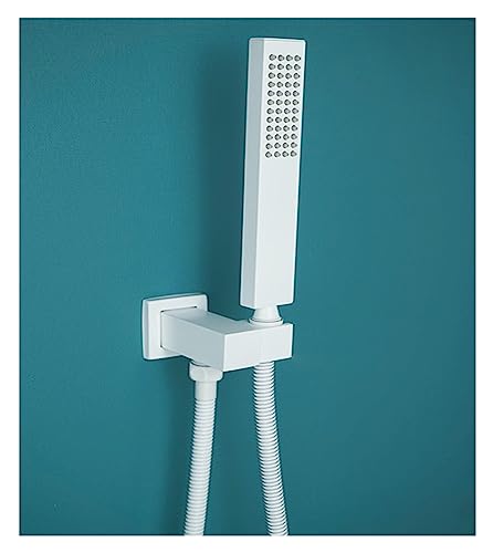 Ducha de Mano de latón Alcachofa de Ducha de Mano Blanca con Manguera de Ducha de Acero Inoxidable de 150 cm y Soportes de Soporte Ajustables para Montar en la Pared (Color: Juego B con Salida)