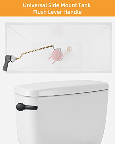 Image of Hibbent Universal Metal Side Mount Toilet Handle Kit, Oil Rubbed Bronze | Solid Brass Toilet Flush Tank Lever with Stainless Steel Adjustable Flapper Chains, Side Tank Toilet Handle for Most Toilets