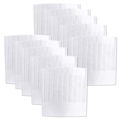 GRVICH 10-Pack Chef Hat 9 inch Adjustable Cooking Hat Kitchen Restaurant Cooking Caps Accessories for Kitchen Home Restaurant Catering Cooking Party White