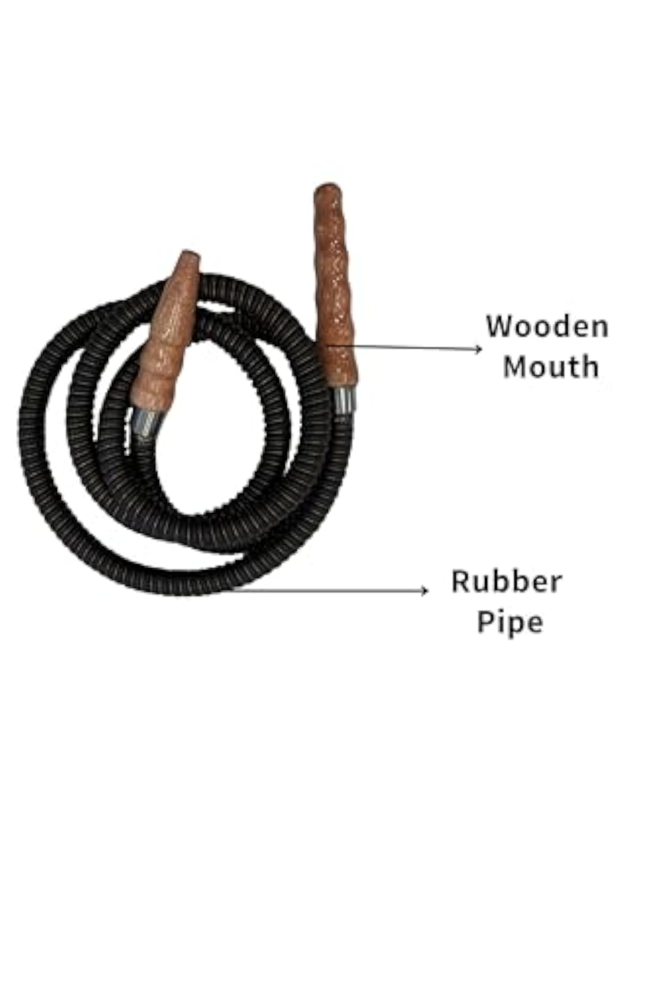 Premium Black 2m Hookah Hose Pipe with Wooden Handle
