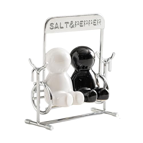 Recipientes de cerámica para especias con tapa oscilante con sellado, organizador decorativo para encimera, para cocinar, hornear, decoración de cocina, fácil llenado, botella de especias de boca