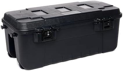Plano Sportsman Trunk with Wheels, Black, 108-Quart, Lockable Storage Box, Rolling Sportsman Trunk, Hunting Gear and Ammunition Bin, Heavy-Duty Containers for Camping, Large
