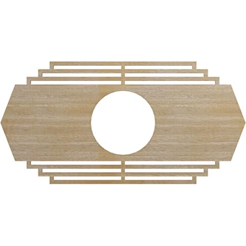 Ekena Millwork 20"W x 10"H x 5 1/4"ID x 3/8"T Chrysler Wood Fretwork Pierced Ceiling Medallion, Hickory