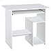 HOMCOM Scrivania Porta PC Moderna Salvaspazio, Ripiano per CPU e Mensola Tastiera Estraibile in Legno, 80x45x75cm, Bianco