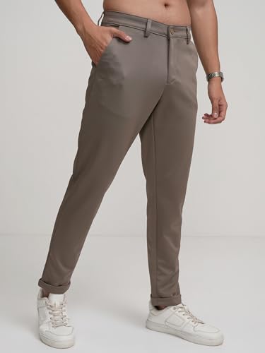 Image of Highlander Men's Slim Fit Formal Trousers | Ankle Length | Smart Chinos for Men | Comfortable Fabric for Daily Work & Formal Occasions