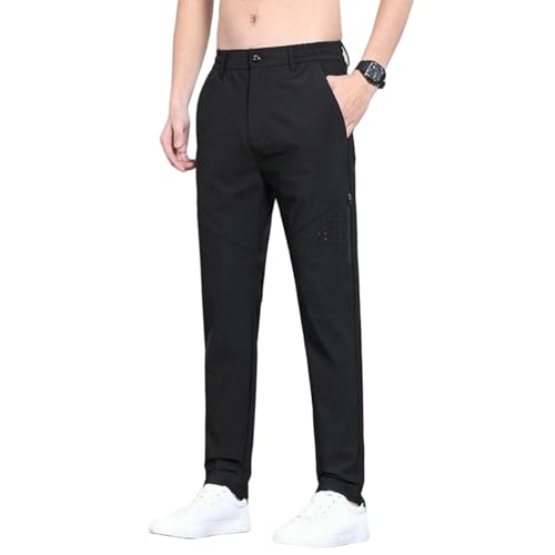 Pantalon en soie glacée homme coupe droite décontractée pour l'été
