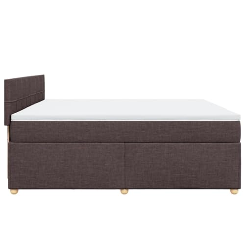Bed Bed Frame metallbett kopfteil bettBoxspringbett mit Matratze Dunkelbraun 200x200 cm StoffGeeignet für Schlafzimmer – Bild 8