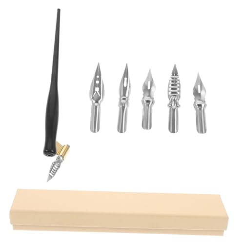 BESTonZON 復古実木斜めけペン 書道カリグラフィーペン 水彩対応 芸術的表現多様 筆先とペン軸付き 安定グリップ