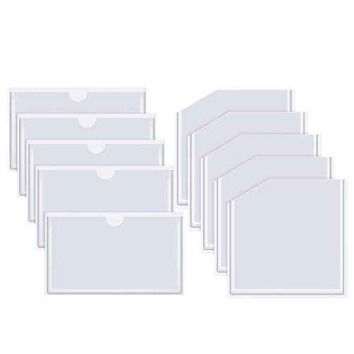 Bolsillos adhesivos transparentes pack de 10 portaetiquetas para organizar cajas y estantes de oficina