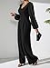 Pink Queen Rompers for Women Long Sleeve V Neck Classy Jumpsuits with Pockets Casual Work Outfits Black XL