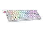 Ranked S60 Supernova 60% | Hot Swappable Mechanical Gaming Keyboard | 62 Keys Multi Color RGB LED Backlit for PC/Mac Gamer | ISO UK Layout (White, Gateron Optical Blue)