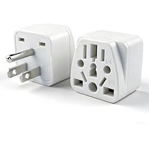 2 Pack US Travel Plug Adapter, UK to US Plug Adapter, EU/UK/NZ/CN/Australia to USA Plug AdapterType B, China to US Adapter Plug White