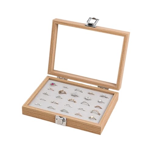 Elegant Wooden Jewelry Box with Dustproof Lid Necklace and Ring Organiser Case