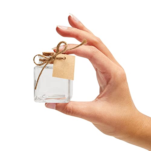 BLUE PANDA 15 Pack Small Glass Bottles with Cork Stoppers - Mini Jars with Cork Lids, Twine, and Blank Tags for Crafting & Spices - Small Bottles 1.7 Oz (50ml)