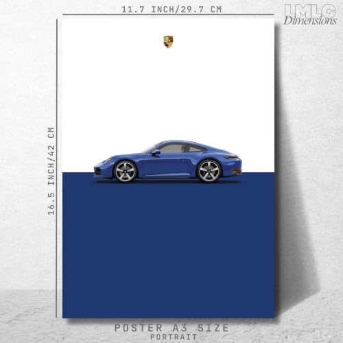 Image of Live Mad Live Crazy Porsche 911 Carrera Portrait Single Wall Paper Poster, A3 Size, 16.5L X 11.7W Inches Unframed Art Prints - Home, Bedroom, Living Room & Decor - Aesthetic, Matt Finish, Frame Not Included
