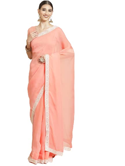 SaadgiChikankari Embroidered Minimal Saree For Women Girls