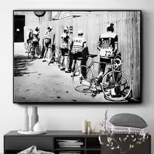 Tableau cycliste vintage sur toile avec cadre intérieur déco murale 60x90 cm