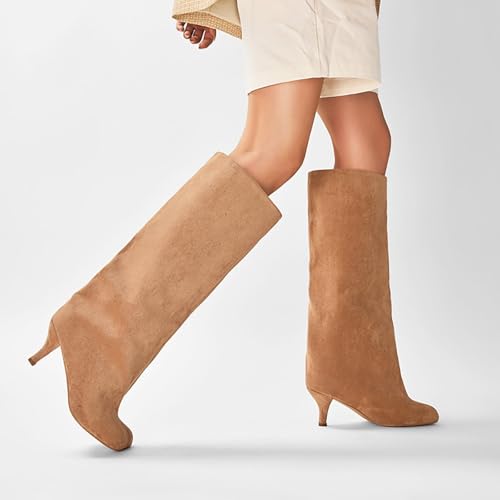 Knee High Boots for Women Square Toe Wide Calf Boots Kitten Heel Long Boot Dress Shoes Womens Tall Boots for Ladies Casual Fahion Dressy3