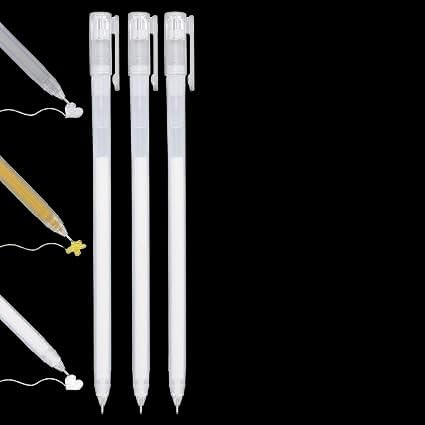 2 White Pens - Fine Point, Smudge-resistant White Ink Highlighter - Gel Ink, Opaque on Black Paper
