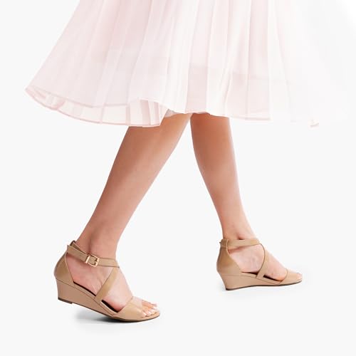 Image of DREAM PAIRS Women's Low Wedge Sandals Ankle Strap Heel Sandal Open Toe Wide Dress Summer Shoes